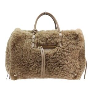 BALENCIAGA Paper Handbag Shoulder Bag Strap Brown Mouton Leather